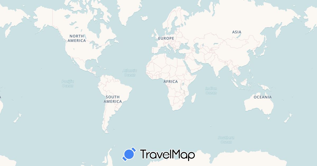 TravelMap itinerary: plane, hiking in Angola, Cameroon, Algeria, Equatorial Guinea, Vatican City (Africa, Europe)